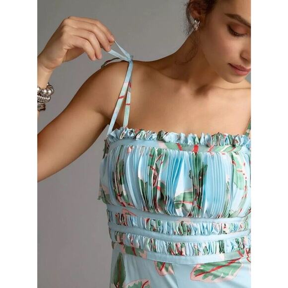 NWT Anthropologie Hutch Ruched Jumpsuit Size 4 Tropical Beach Boho Wide Leg $198 - Picture 3 of 14